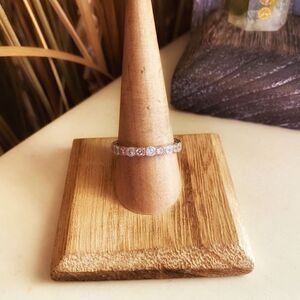 Two-Tone Sterling Silver CZ Eternity Rose-gold Band Sizes 9 & 10